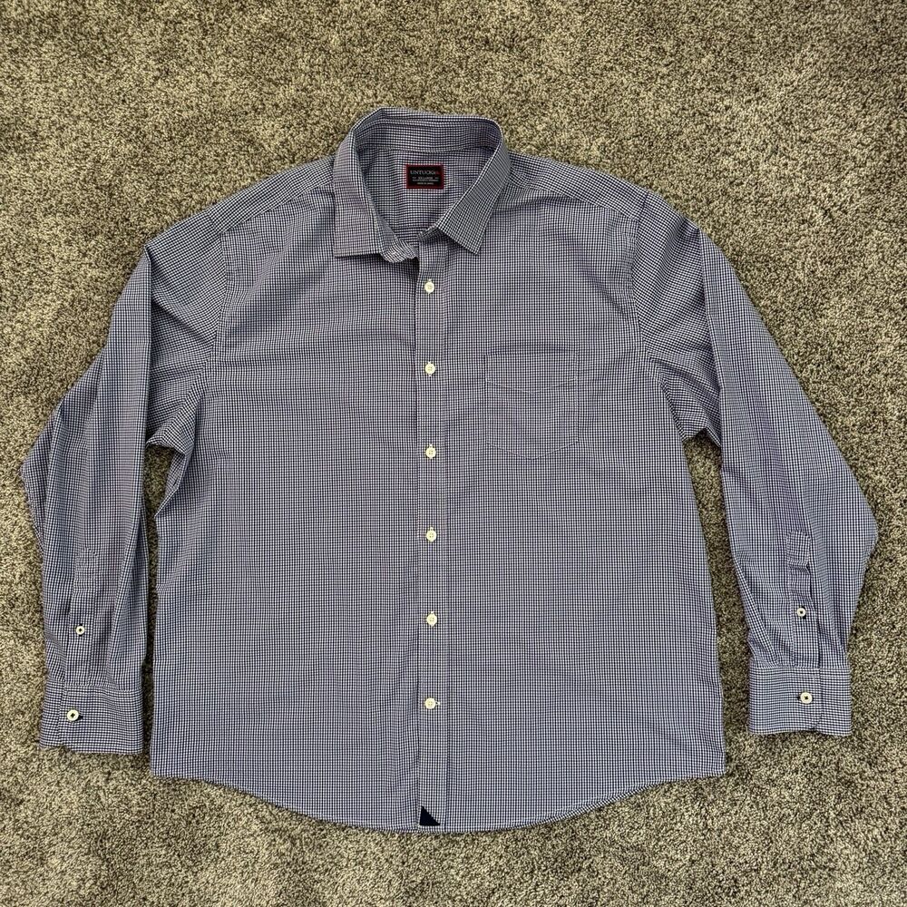 UNTUCKit Purple Micro Checks Nylon Spandex Button Up Shirt Men's Size XXL 2XL